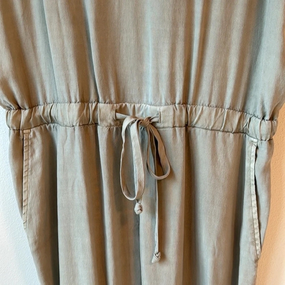 Bella Dahl Tarsha Cross Back Jumpsuit NWOT Small Olive Tie Waist Trim Detail - Picture 4 of 15
